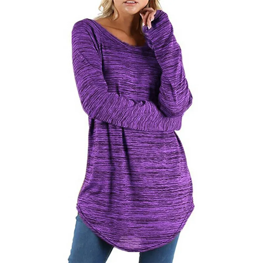 Модные женские блузки, женские топы размера плюс, одноцветные женские блузки с длинным рукавом, пуловер, элегантная красивая футболка