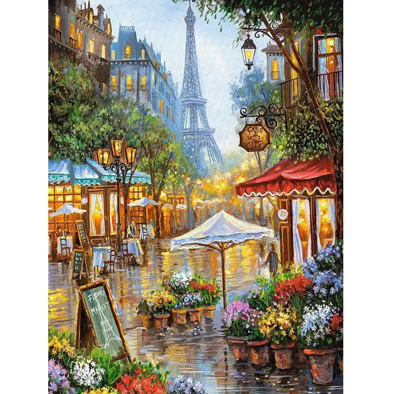 

Diamond Painting 5D Cross Stitch Full Square Diamond Mosaic Needlework Town Tower Rhinestone Diamond Embroidery Home Decoration