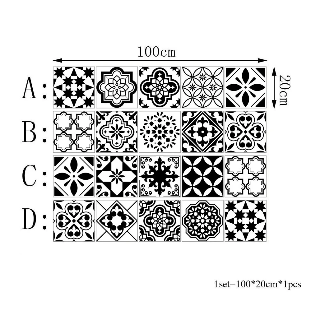 

Retro Tiles Wall Stickers for Bathroom kitchen Tile Stickers Decor Adhesive Waterproof PVC Wall Stickers Kitchen Waist Line New