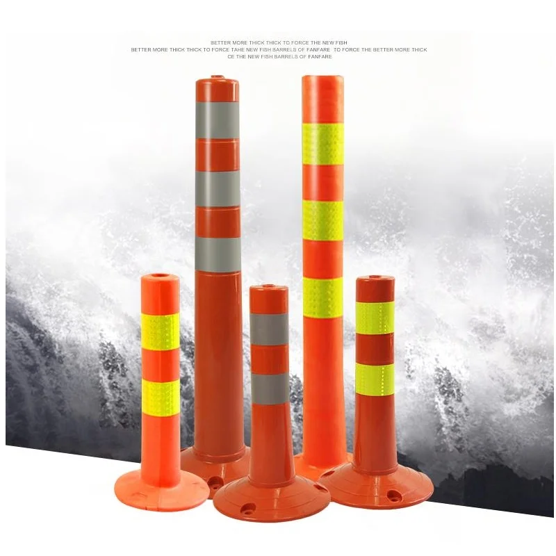 45cm High Warning Weighted Reduce Danger TPU Road Facilities Crossing Sign Safety Reflective Pile Elastic Column Cone