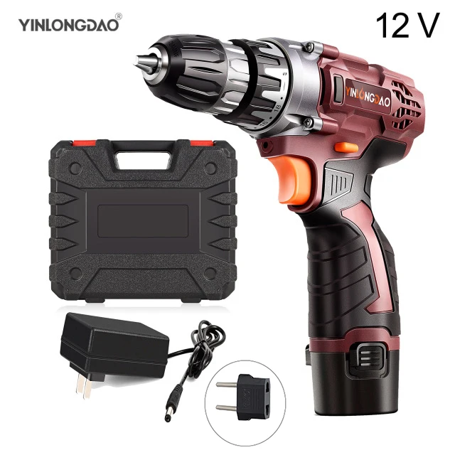 12v YINLONGDAO 18 В аккумуляторная дрель электрическая отвертка мини беспроводной драйвер питания постоянного тока литий-ионный аккумулятор 3/8 дюйма DIY литиевая дрель - Цвет: 12v