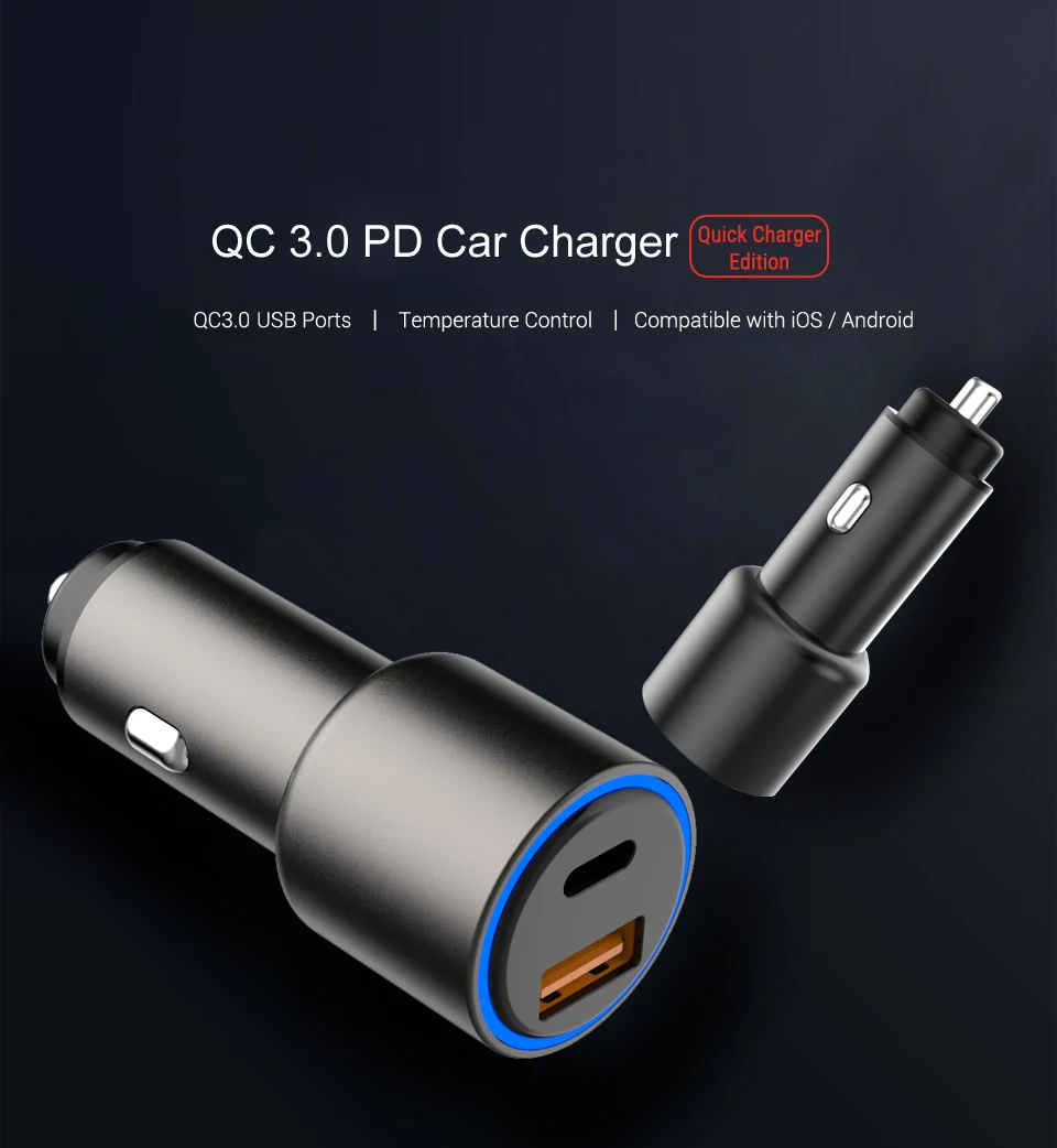 Автомобильное зарядное устройство PD Quick Charge 3 0 быстрая зарядка двойной USB порт 36