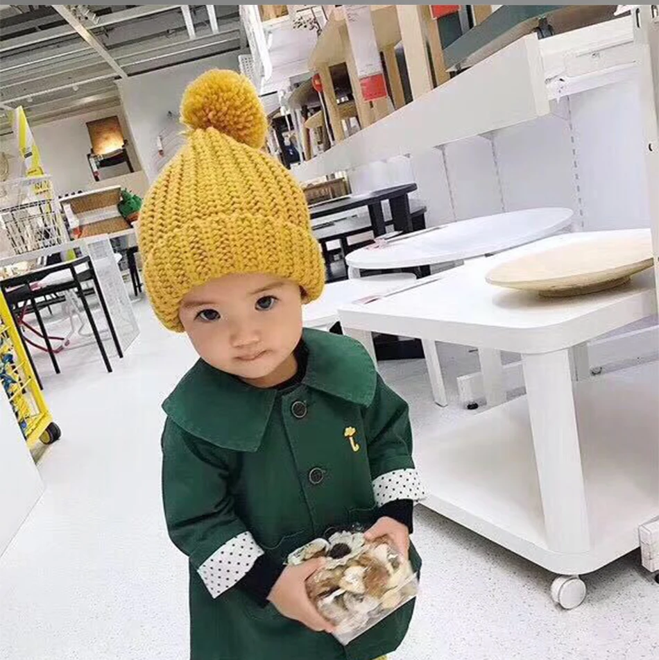 Baby Knitted Winter Hat Boys Girls Pompom Cap Crochet Knitted Candy Color Toddler Beanie Cap Infant Kids Children Hairball Hats baby accessories girl