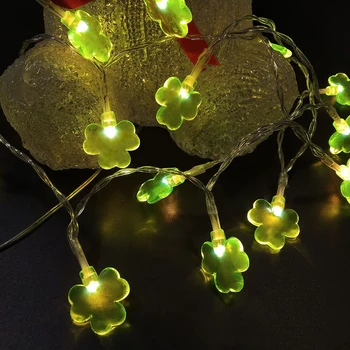 

St. Patrick'S Day Decoration Shamrock String Lights Decoration Shamrock Copper 20 LED With Remote Control