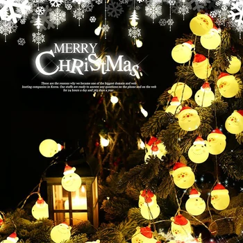 

40-Light Santa Head Light string Set Battery Operated Christmas Lights 0.5W Santa Claus Novelty Fairy Lights for Christmas,Party