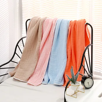 

Baby Bath Towel Pure Color Baby Washing Gauze Autumn Newborn Quilt Baby Shower Towel Boys Girls Soft Care Bath 6 Layer 110x110cm