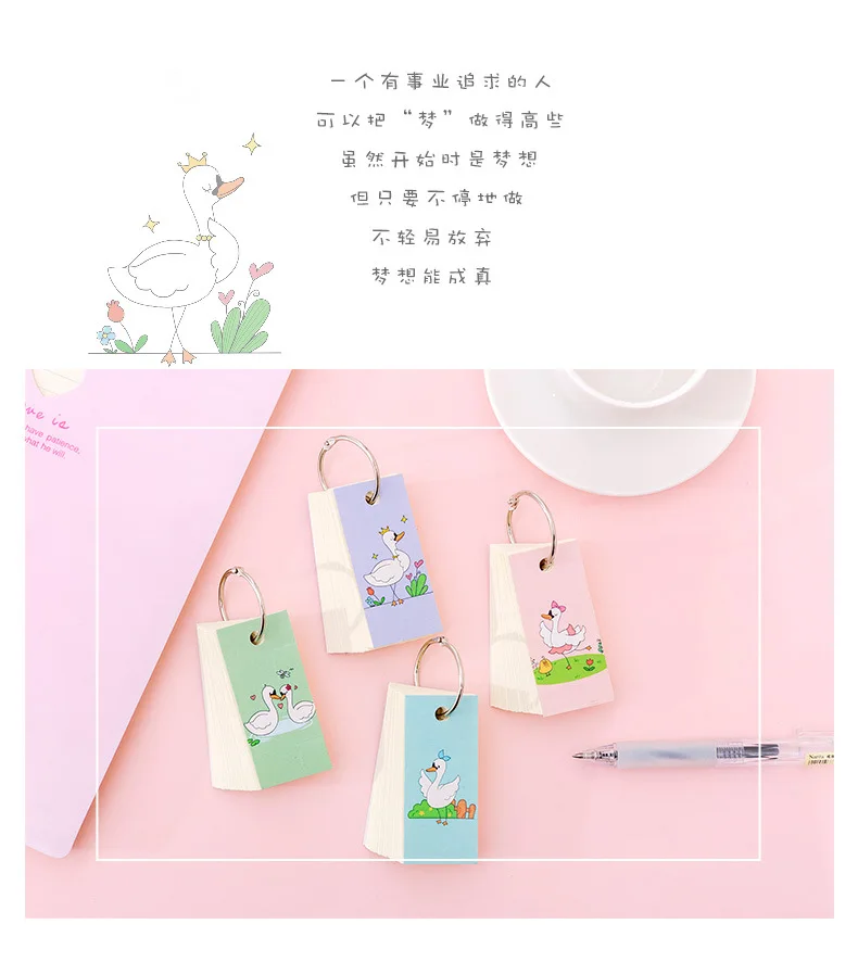 Kawaii MemoPads, связующее кольцо, стационарное, симпатичное, легко откидывающееся, флеш-карты, для учебы, мультфильм, мини-заметки, заметки, листы, школьные, офисные аксессуары