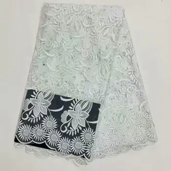 

latest Pure white african lace fabric 2020 high quality with Stones tulle net french lace fabric tissue african fabric F3712