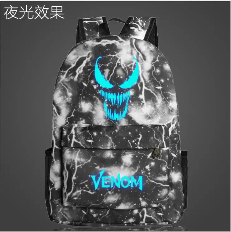 as pictures Высококачественный модный светящийся школьный рюкзак Venom, Вместительная дорожная сумка, рюкзак для мужчин и женщин, сумка для ноутбука, школьные сумки - Цвет: as pictures