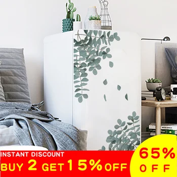 

Green Plant Leaves Wall Sticker Home Decor Living Room Decoration Window Sticker for Refrigerator Self-adhesive Removable Europe