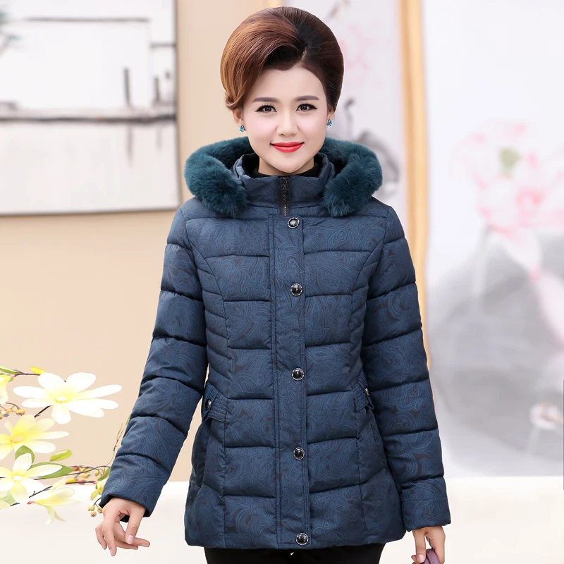 

Jackets winter womens mother winter coat cotton solid color slim clothes down cotton padded middle-aged women winter coat