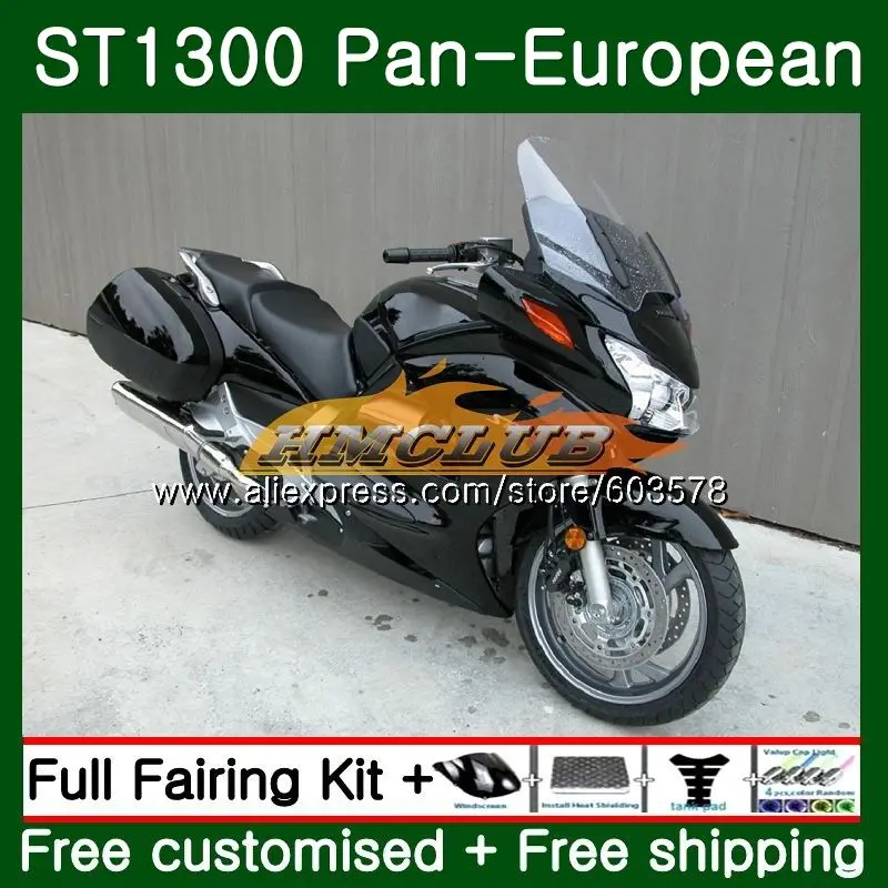 Комплект для HONDA ST1300 Pan Европейский 00 01 02 03 04 05 06 90CL. 6 STX1300 ST-1300 ST 1300 07 08 09 10 11 12 13 обтекатель глянцевый черный - Цвет: No. 1