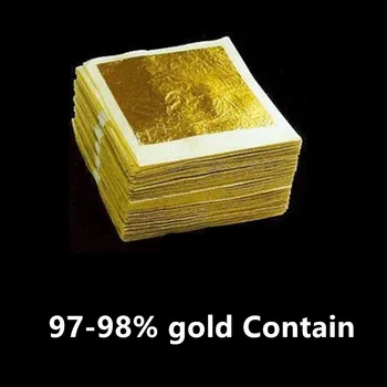 

50pcs 97-98% Gold Foil Contain Gold Leaf Edible Gold Foil Sheets for Cake Decoration Facial Mask Arts Crafts Paper Home
