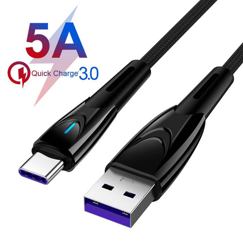 

5A LED Type C Charge Cable Super Fast Charging cable for smart Phone Type-C Charging data cable For Huawei P10 P20 for Xiaomi