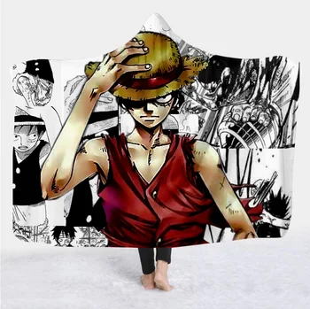 

New anime one piece Cartoon Paintings Blanket Blanket Hooded 3D full printing Wearable Blanket Adult men women Blanket style 023