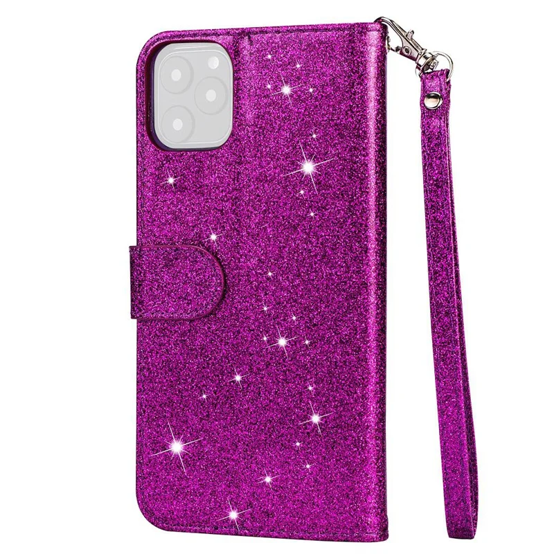Purple Для IPhone 11 блестящий кожаный чехол-кошелек на молнии противоударный откидной Чехол 6,1 дюймов - Цвет: Purple