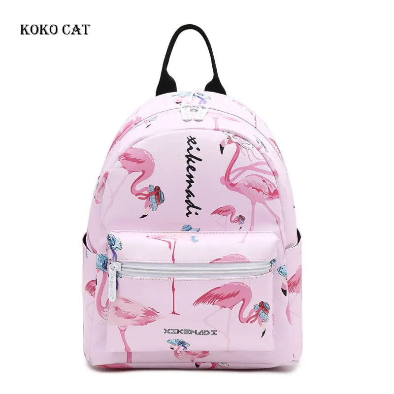 Модный рюкзак для девочек-подростков с кошкам Коко, принтованные школьные сумки с фламинго, женский рюкзак для путешествий, рюкзак Mochila Bolsos Mujer