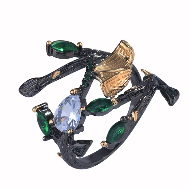 Винтажные готические обручальные кольца CHUHAN для женщин с цирконом в виде ветки