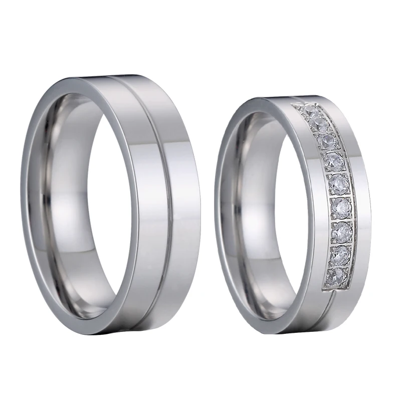 Designer 8mm men's wedding rings set pair silver color Alliance female love couple for women 2019 USA style | Украшения и