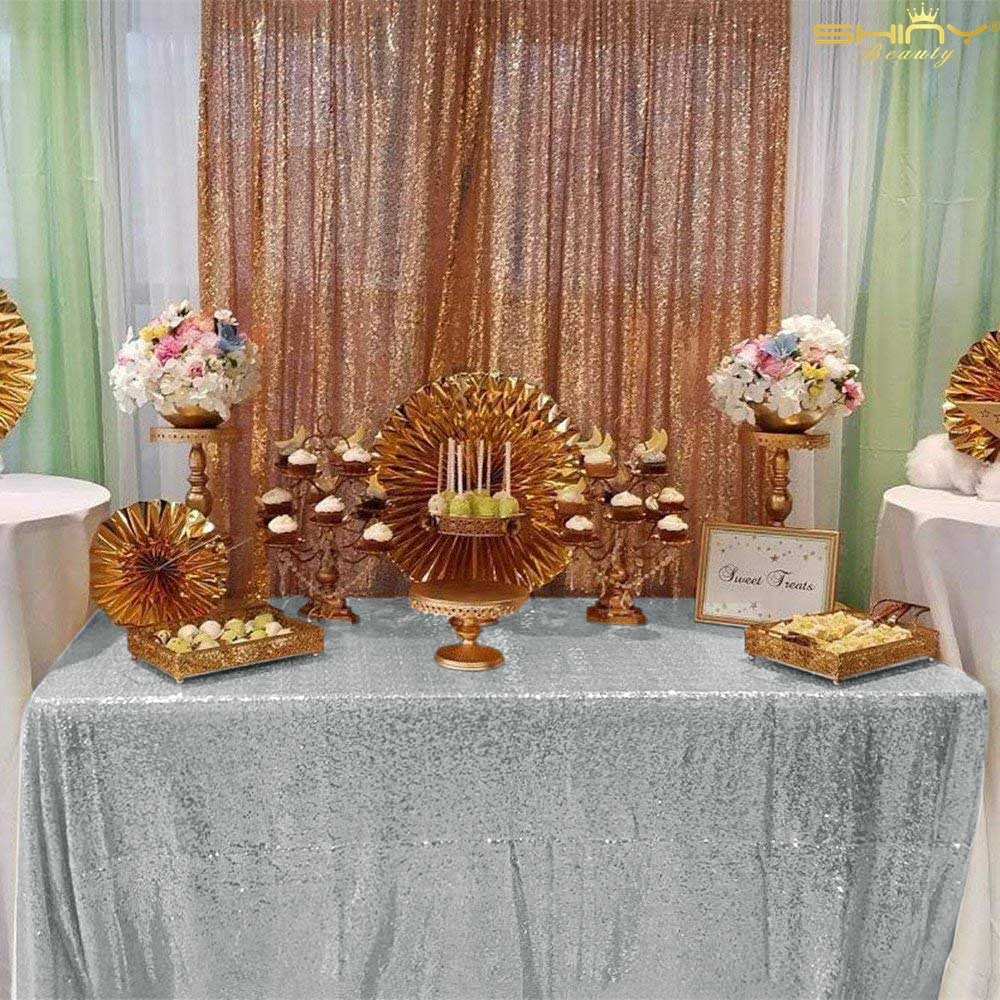 Акция! Полуметровая блестящая ткань Блестящая серебряная Гламурная скатерть для