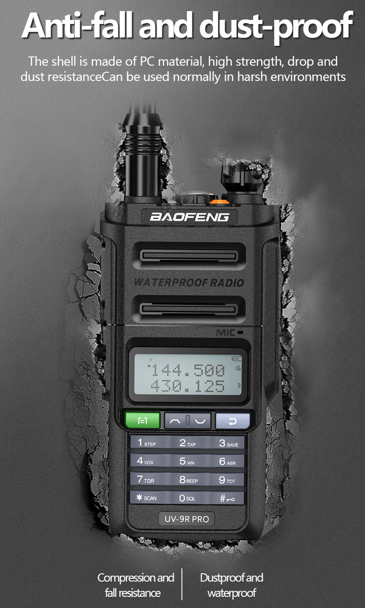 walkie talkie 5km range 2PCS Baofeng UV-9R PRO IP68 Waterproof Dual Band 136-174/400-520MHz Ham Radio Upgraded Of UV9R Walkie Talkie 50KM Range UV-XR best two way radios