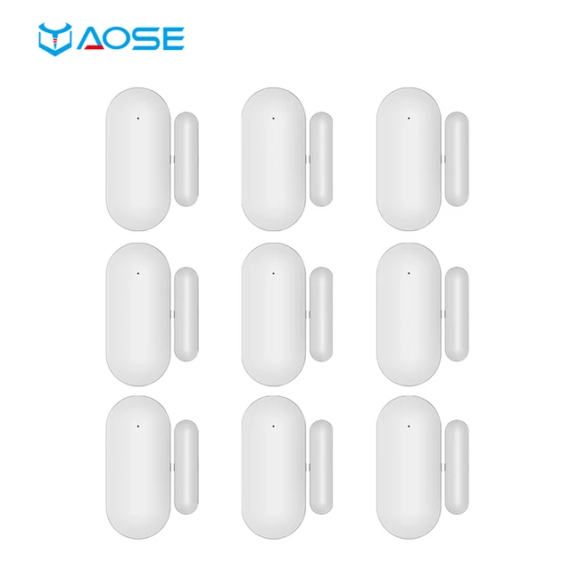 YAOSE Wireless Magnetic Sensor Window & Door Sensor for All RF 433MHz Home Alarm Security Smart Gap Sensor to Detect Open Door 9pcs