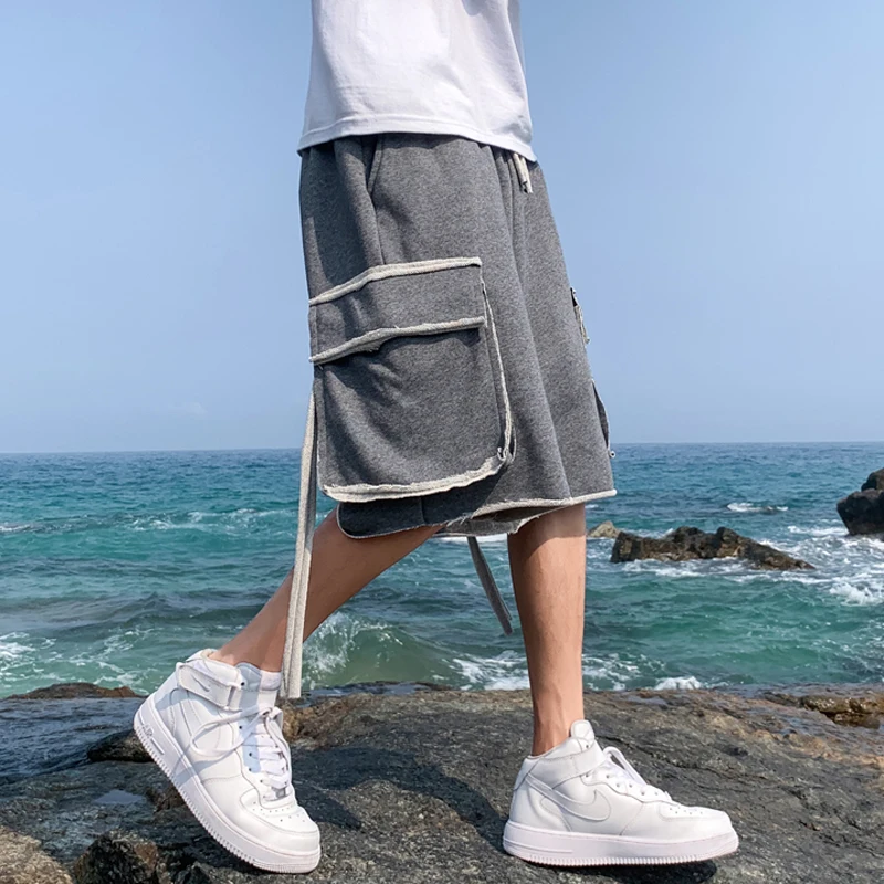 Pantalones cortos de algodón para hombre, Shorts informales para hombre, holgados, estilo Harajuku, 2020