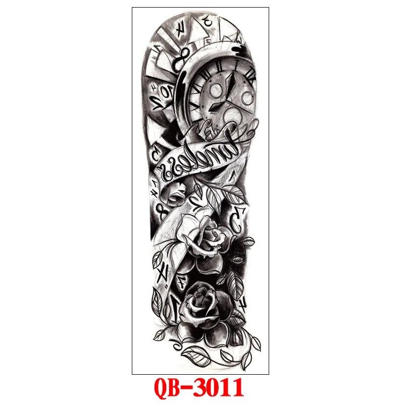 3011 Full Arm Temporary Tattoo Stickers Large Black Skeletons Body Tattoo Waterproof Tattoo For Men Women Fake Tattoos 17*48cm - Цвет: 3011