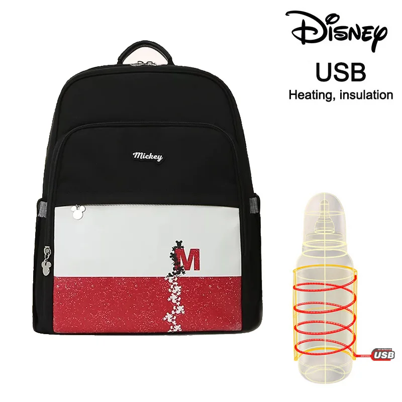33 Сумка для подгузников с USB подогревом disney, рюкзак для подгузников для беременных, Большой Вместительный рюкзак для кормления, дорожный рюкзак, сохраняющий тепло, дропшиппинг - Цвет: 33