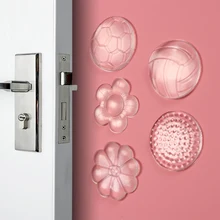 1pc Soft Transparent Wall Protector Door Cabinet Handle Bumper Protective Plug Non-slip Self-adhesive Round Doors Stop Muffler