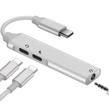 

Type-C Interface Device Converter 3 in 1 Aluminum Alloy 3.5mm AUX Audio Earphone Jack USB C PD Charging Electronic Adapter