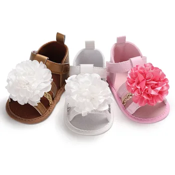 

Baby Shoes Summer Girl Boy Sandals Toddler White Flower PU Anti-slip Infant Newborn Star Walking Shoes First Walker Baby