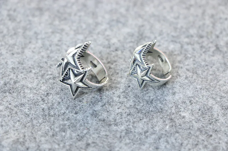 

Wu Yifan Celebrity Style Cody Fine Silver Five-pointed Star Ring Men's Cool Trend Accessories Women's Adjustable Star Rings