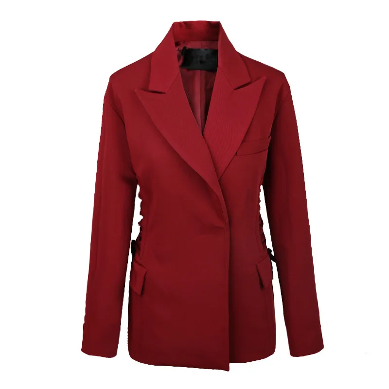 DEAT формальный темперамент с закрытой грудью длинный рукав женский тонкий мульти размер красный блейзеры пальто 2019 осень зима новый TD565