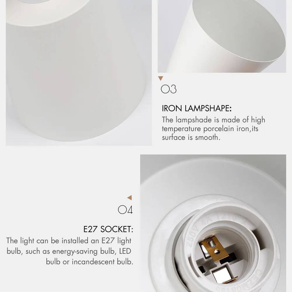 Aderente de Parede Nórdico Moderno com Interruptor, Luz de Cabeceira, Lâmpadas Macaroon, Cabeça de Direção 6 Cores, E27, 85-285V