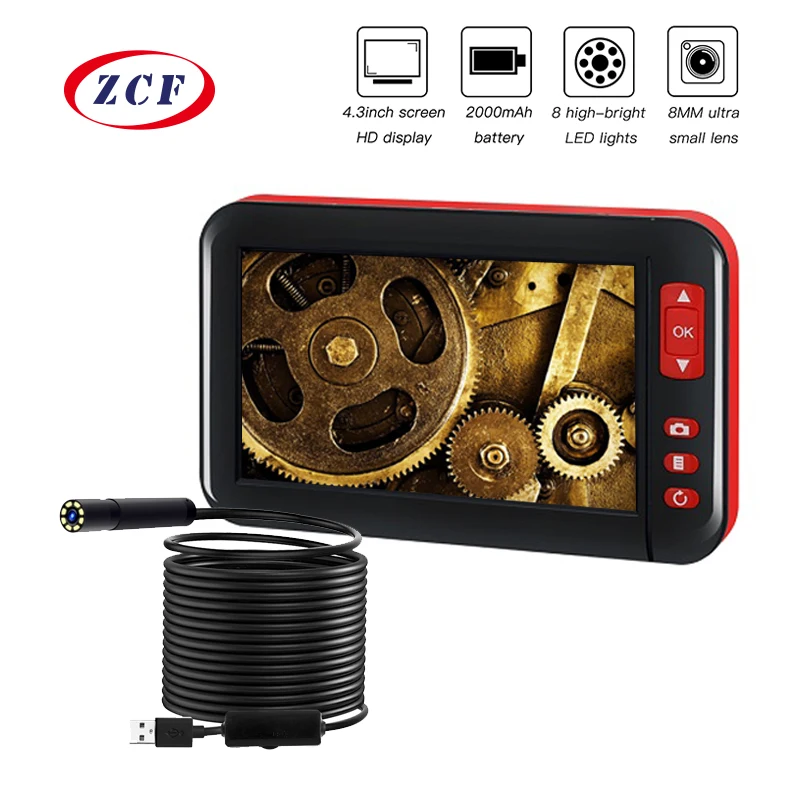 

F200 HD1080P 2.0mp Screen endoscope waterproof inspection borescope camera 4.3 inch HD TFT IPS Screen camera with 32GB TF Card