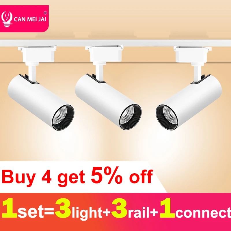 Led Track Light 220V COB Track Lights Rail Lamp 12W 20W 30W 40W Spot Lights Kitchen Fixture For Home Store Foldable Track Lamp