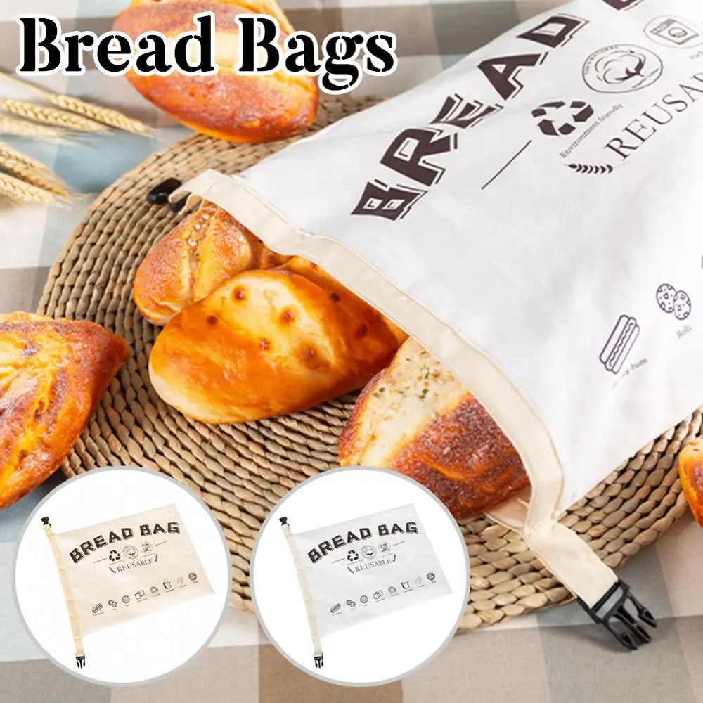 

Hot Sale! Linen Bread Bags Reusable Bread Bag French Baguette Drawstring Bag Organic Cotton Bread Bag Home Storage Supplies