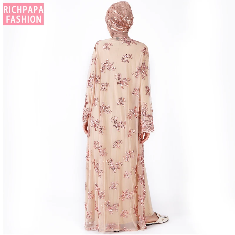 Sequin abaya кимоно турецкий хиджаб мусульманское платье халат Дубай Кафтан Абая для женщин Кафтан Турция Исламская одежда Djelaba Femme