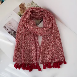 Luxury Fashion Autumn Viscose Scarf Plain Aztec Paisley Tassel Beach Hijab Shawls and Wraps Female Foulards Echarpe Muslim Hijab