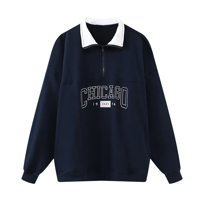 

Свитшот женский оверсайз с буквенной вышивкой, Модный мягкий хлопковый пуловер, Повседневная Толстовка, осень 2022