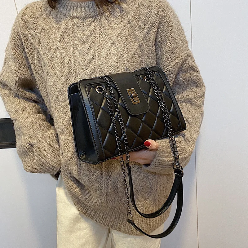 

PU Handbag 2019 Autumn And Winter New Style Fashion Embroidered Rhombus WOMEN'S Bag Versatile Shoulder Oblique Bag