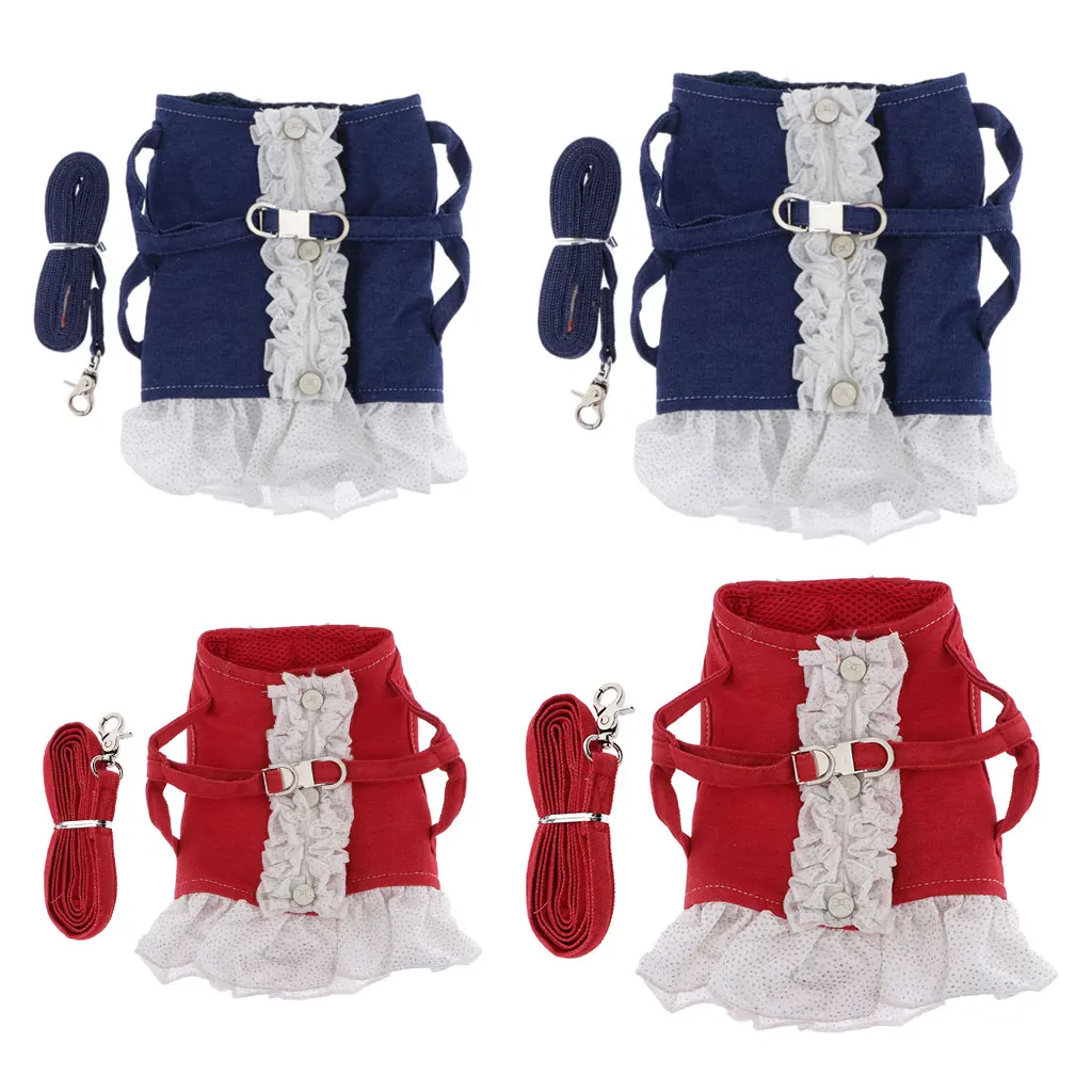 Beautiful and Comfortable Dog Harnesses, Leashes Dresses for Small Pet Cat Puppy, 2 Colors XS/S to Choose