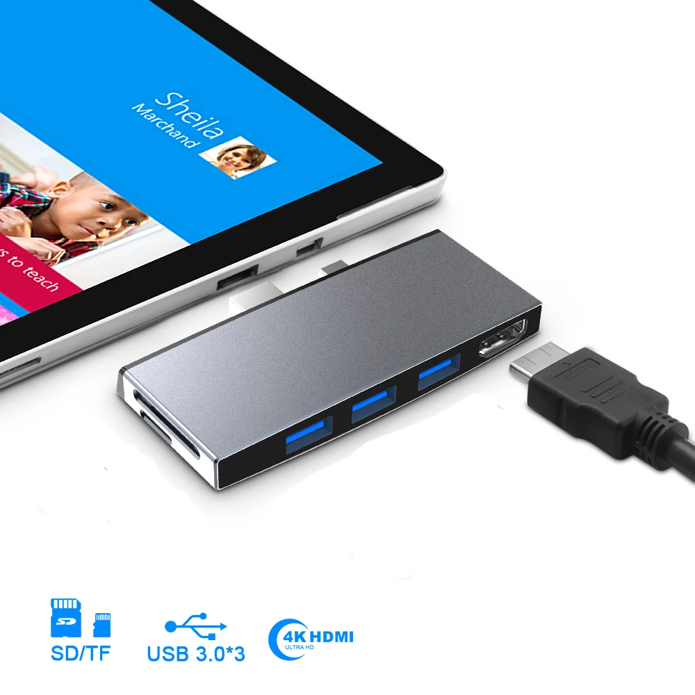 Rocketek usb 3,0 кард-ридер концентратор 4K HDMI Мульти USB разветвитель 3 USB3.0 адаптер для SD/TF micro SD для microsoft Surface Pro 4/5/6