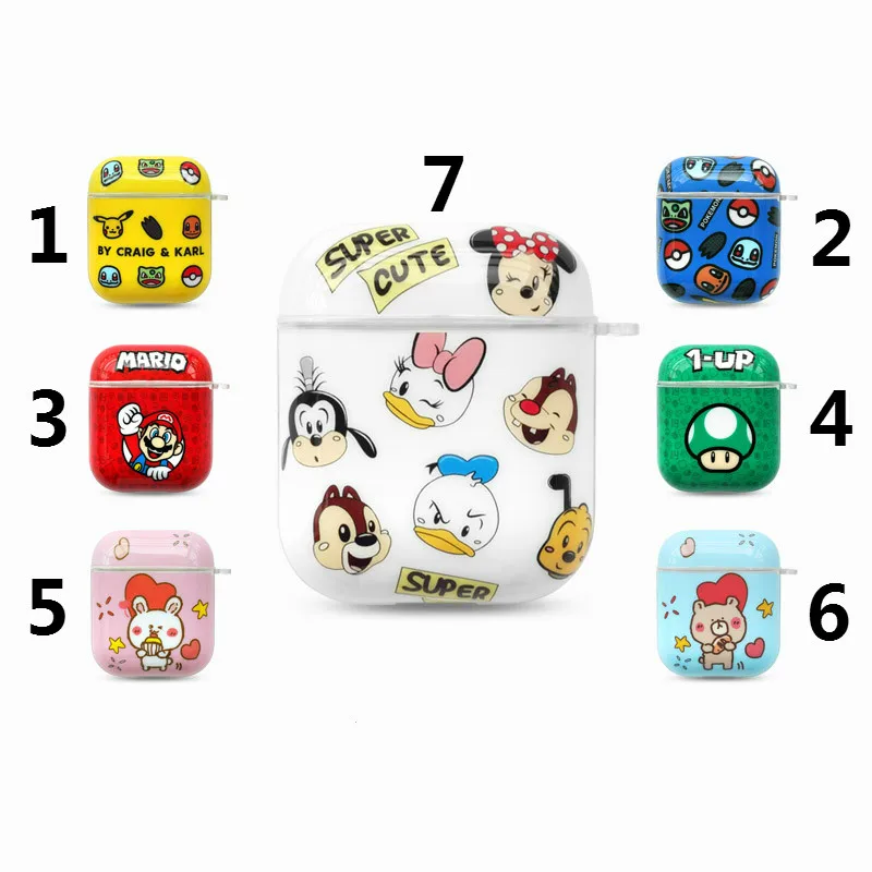 

Fashion Cute Cartoon Pattern Wireless Bluetooth Earphone Protective Case For Apple AirPods 1 2 Cover Couple Cases Coque Funda