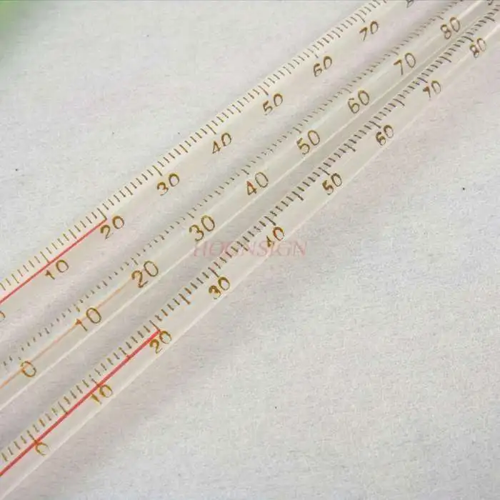 1pcs 레드 워터 온도계 0-100 유리 온도계 30cm 화학 실험 장비 유리 기기 실험 장비