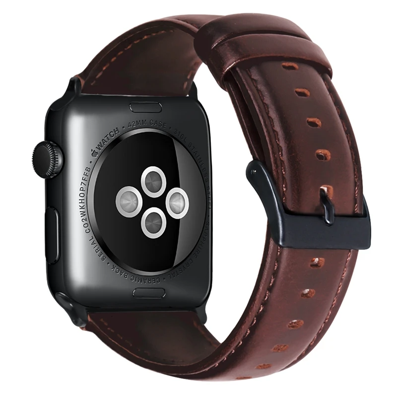 Винтажный ремешок из воловьей кожи для Apple Watch 44 мм 40 мм iwatch 5 4 3 2 1 браслет 42 мм 38 мм браслет с текстурой Crazy Horse - Цвет ремешка: Red Brown