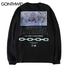GONTHWID/футболки с длинными рукавами и принтом в виде лесной цепи, уличная одежда, повседневные свободные рубашки в стиле хип-хоп, модная блузка из хипстера в стиле Харадзюку