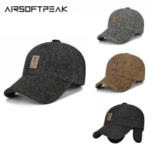 Зимняя бейсбольная кепка для альпинизма, унисекс, модные утолщенные хлопчатобумажные бейсболки с защитой ушей, облегающие шапки в стиле хип-хоп, мужские военные камуфляжные кепки