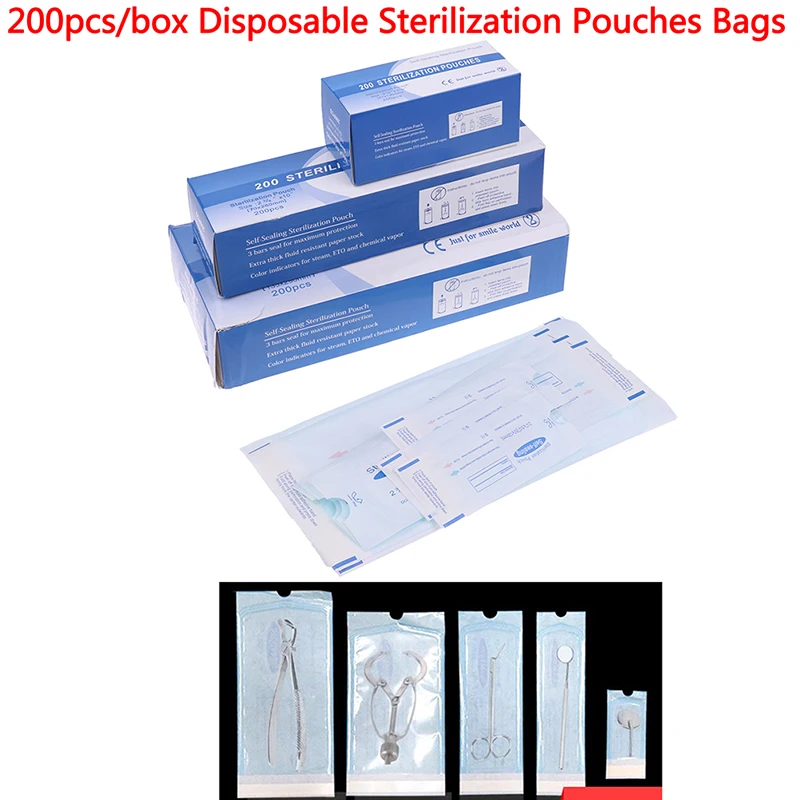 

200pcs/lot Self Sealing Sterilization Pouch Medical Grade Paper Disposable Dental Tattoo Tool Storage Bag 3 Sizes Hot